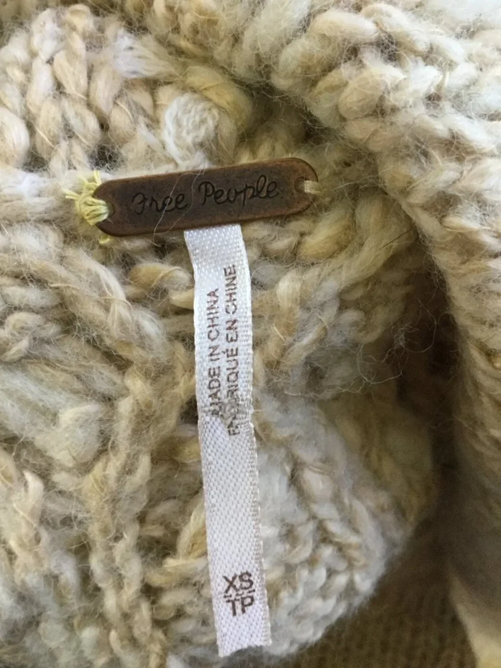Free People Tan Cowlneck Sweater Poncho xs